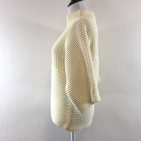 3/$20 JOA Cream Ribbed Knit Half Sleeve Sweater Top Womens XS Mock Neck - Picture 5 of 11
